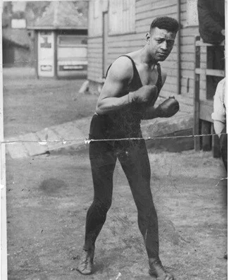 Len Johnson in fighting stance