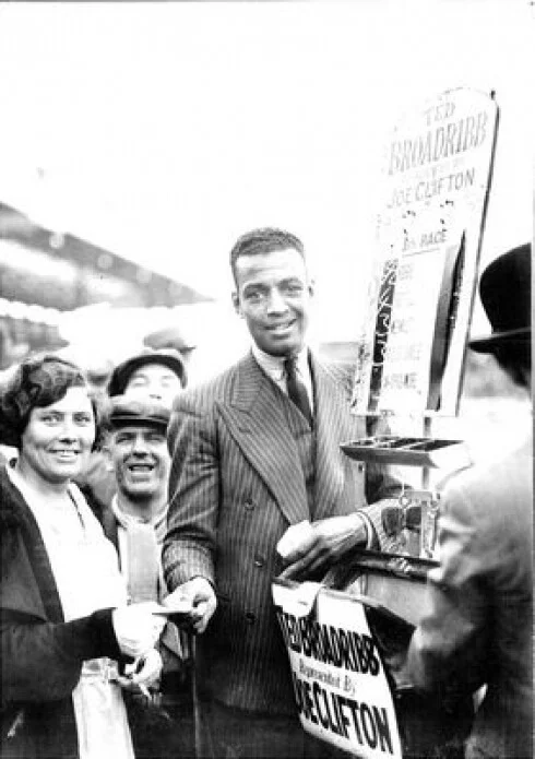 Len Johnson with supporters