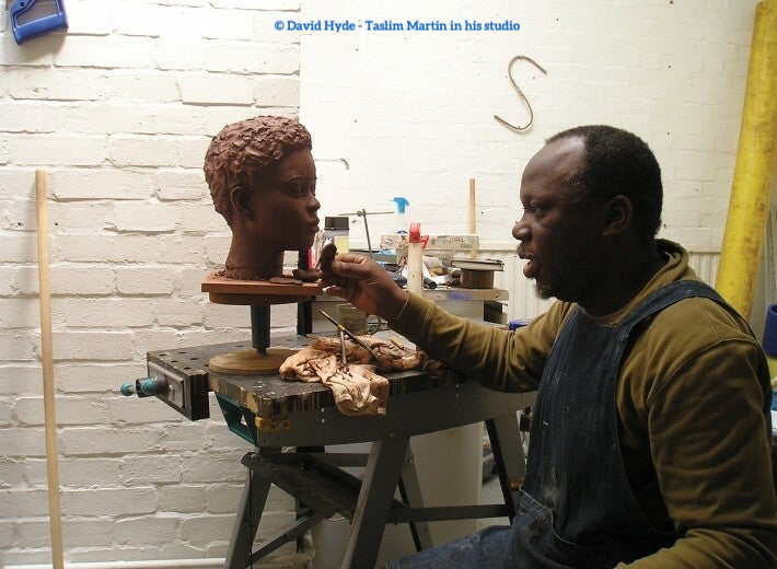 Taslim Martin sculpting Len Johnson maquette